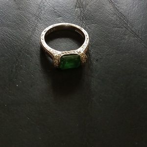 CZ Tacori simulated emerald & sterling silver ring
